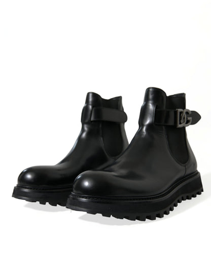 Bottines chelsea en cuir de veau noir Dolce &amp; gabbana