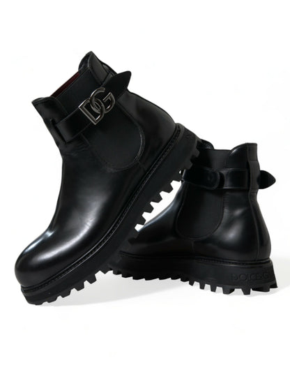 Bottines chelsea en cuir de veau noir Dolce &amp; gabbana