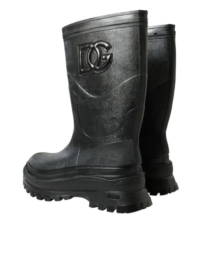 Dolce &amp; Gabbana élégantes bottes de pluie en caoutchouc métallisé avec logo DG