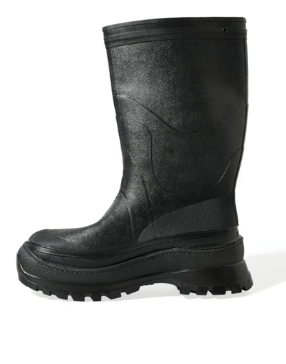 Dolce &amp; Gabbana élégantes bottes de pluie en caoutchouc métallisé avec logo DG