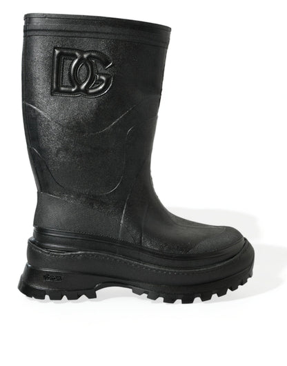 Dolce &amp; Gabbana élégantes bottes de pluie en caoutchouc métallisé avec logo DG