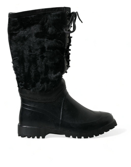 Dolce &amp; Gabbana bottes mi-mollet en peau de mouton noire élégantes