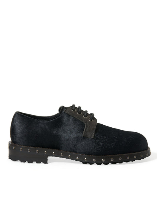 Dolce &amp; gabbana chaussures derby en fourrure de veau noir