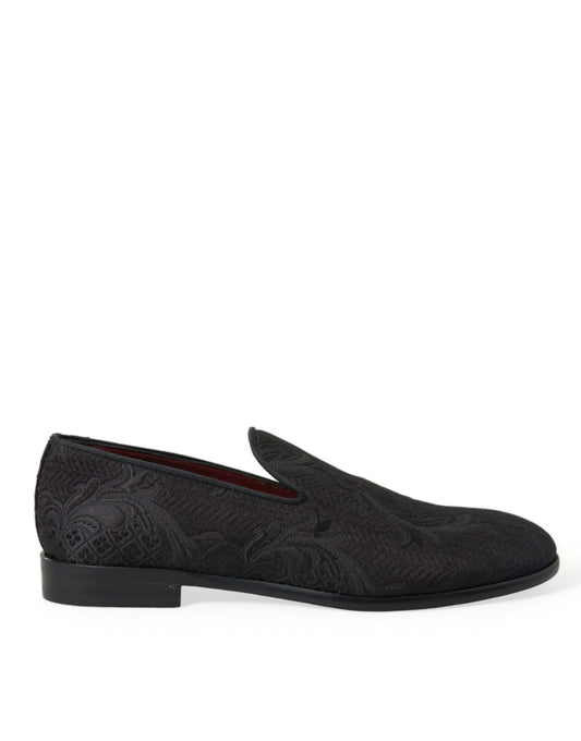 Dolce &amp; gabbana mocassins habillés en brocart noir