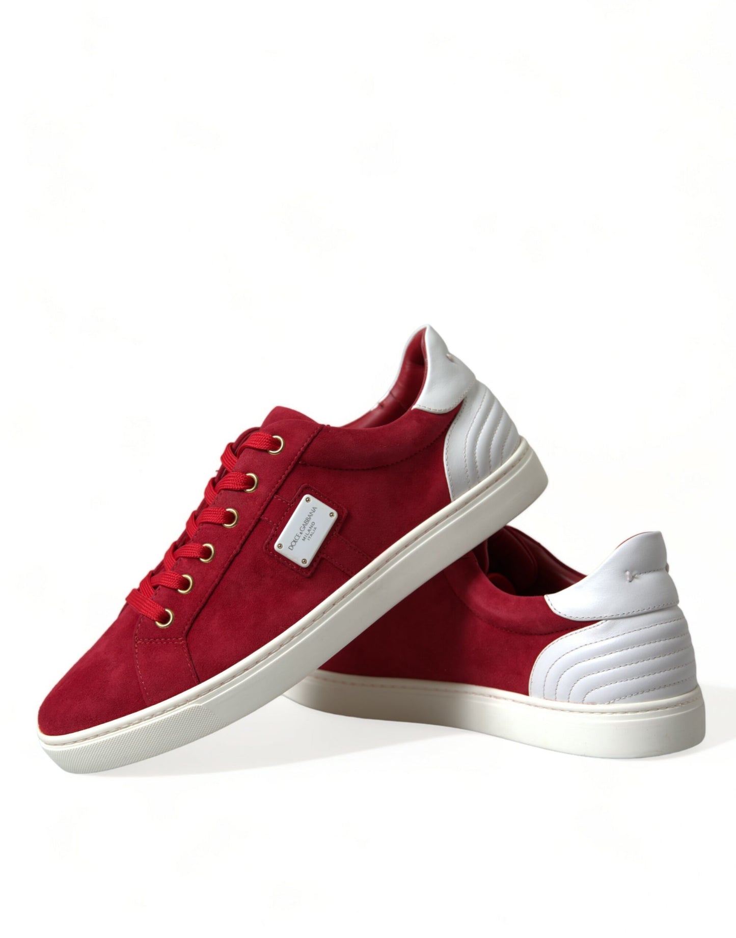 Dolce & Gabbana Elegant Red & White Leather Sneakers