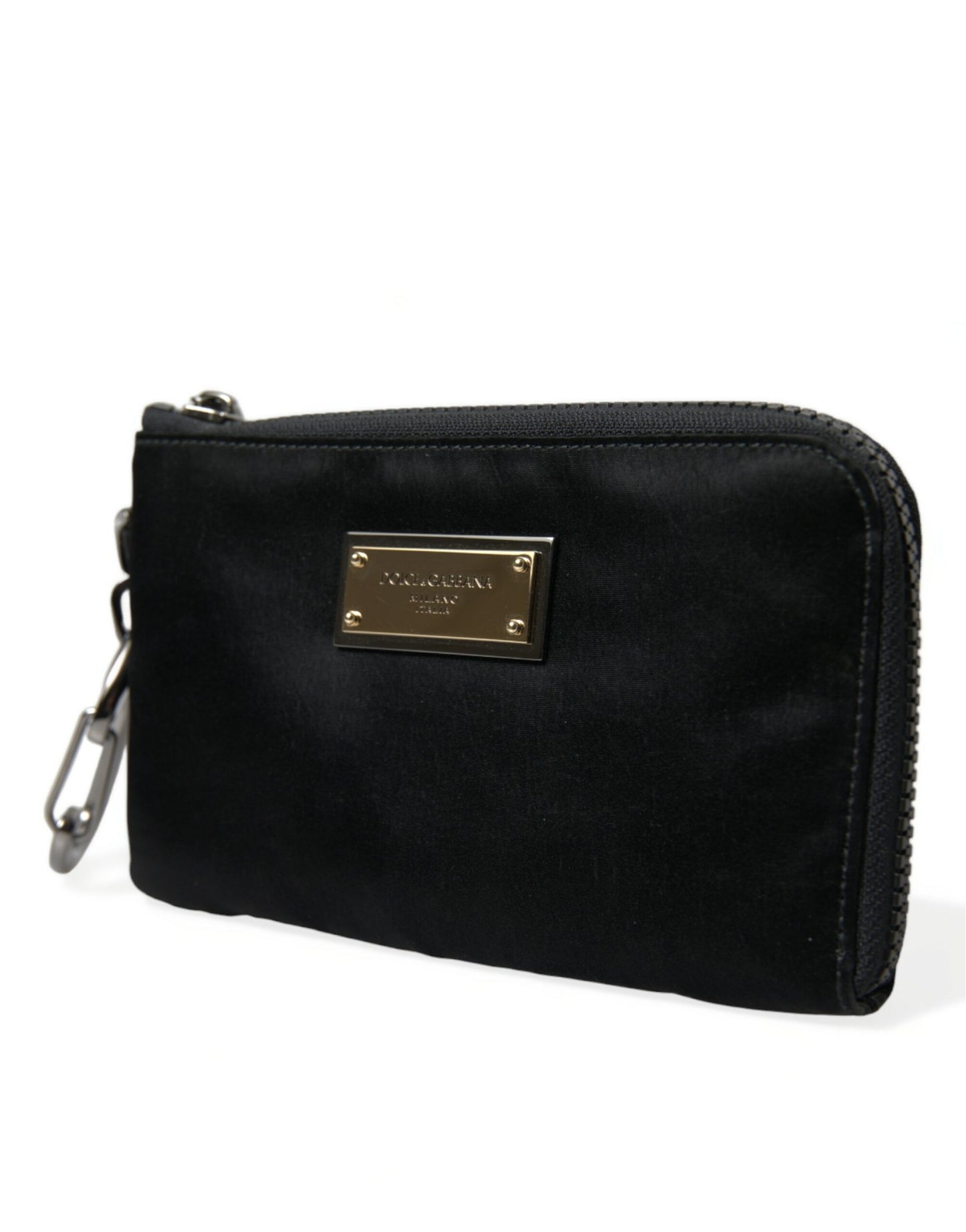 Pochette Dolce &amp; Gabbana Elite en nylon et cuir noir avec logo