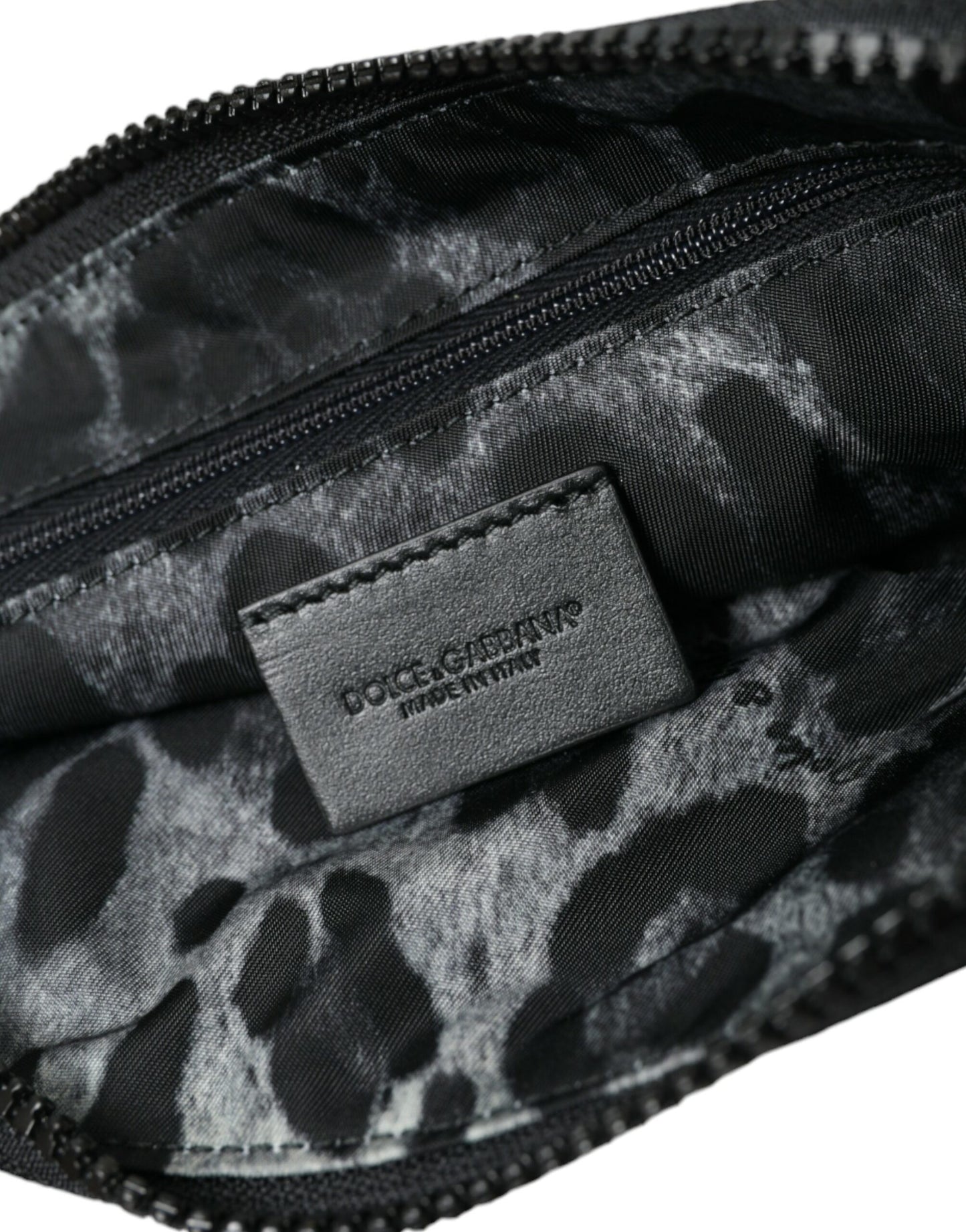 Pochette Dolce &amp; Gabbana Elite en nylon et cuir noir avec logo