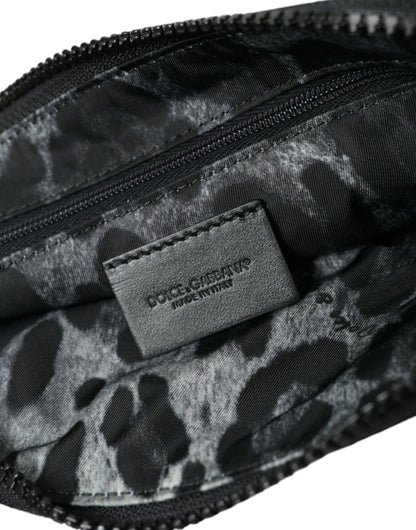 Pochette Dolce &amp; Gabbana Elite en nylon et cuir noir avec logo