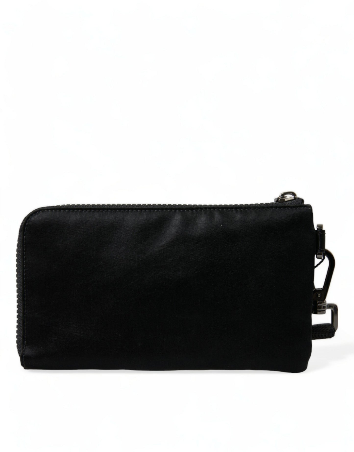 Pochette en cuir nylon noir Dolce &amp; gabbana avec détails argentés