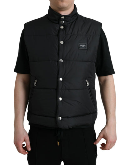 Dolce &amp; Gabbana veste gilet noire élégante à col montant