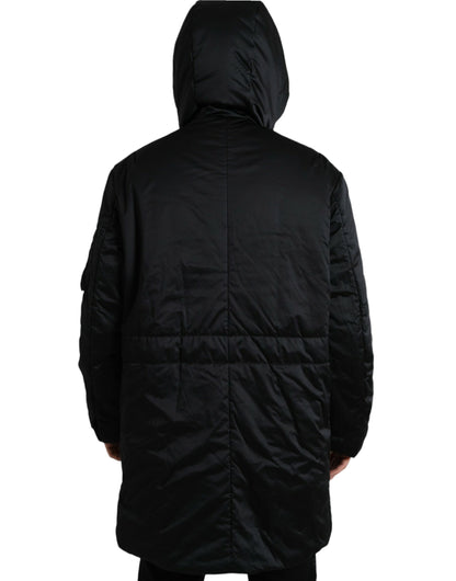 Dolce & Gabbana Elegant Black Hooded Parka Jacket