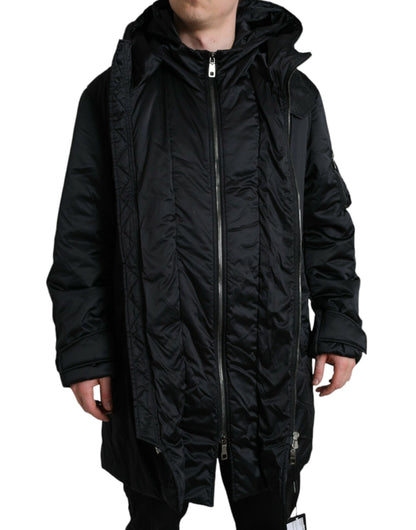 Dolce & Gabbana Elegant Black Hooded Parka Jacket