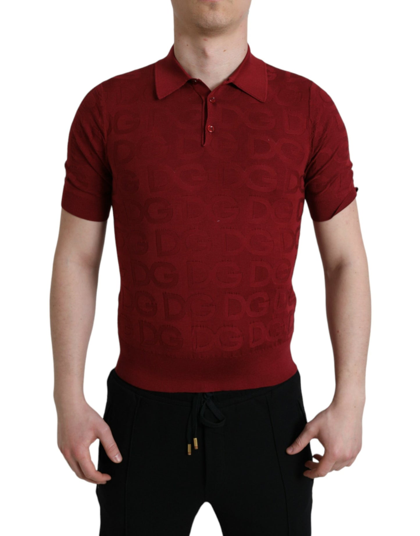 T-shirt polo marron en soie Dolce &amp; Gabbana