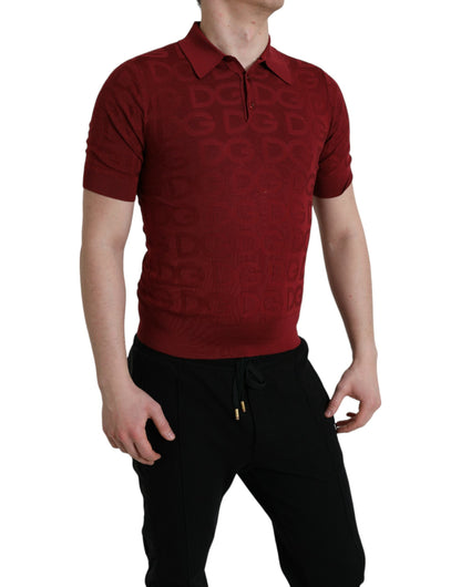 T-shirt polo marron en soie Dolce &amp; Gabbana