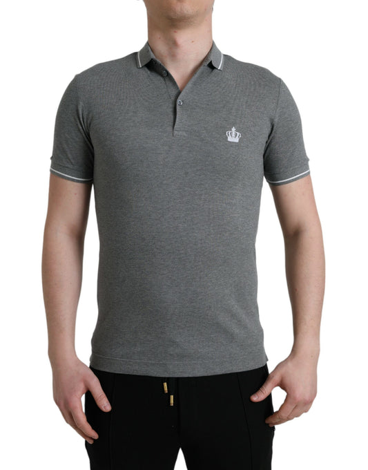 T-shirt polo en coton gris Dolce &amp; gabbana