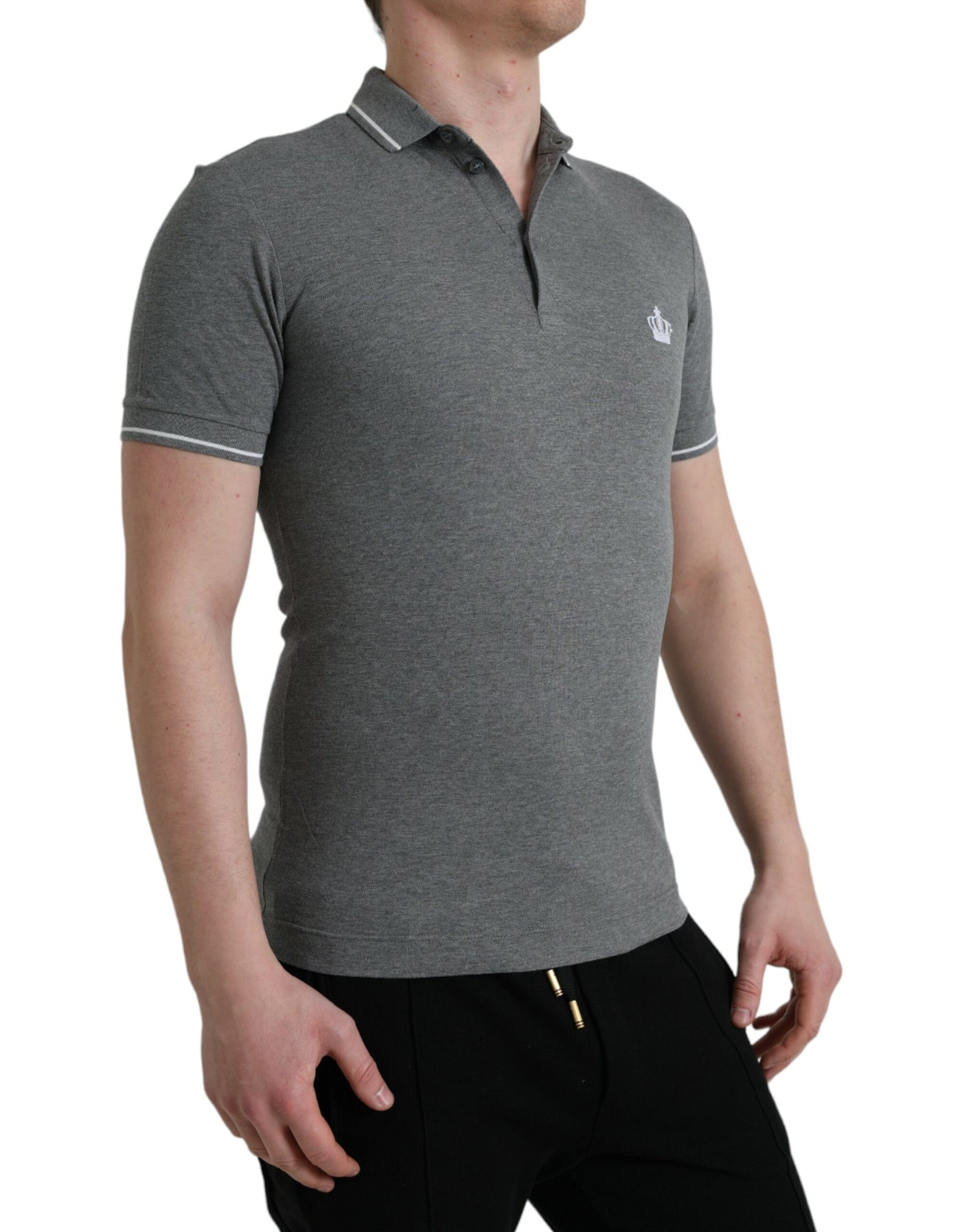 T-shirt polo en coton gris Dolce &amp; gabbana