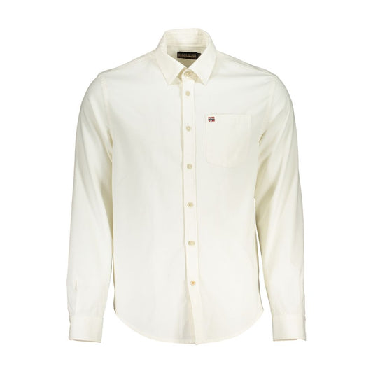 Napapijri Elegant White Cotton Long Sleeved Men's Shirt