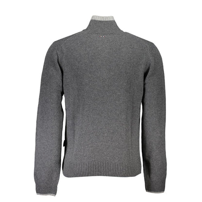 Pull Napapijri gris demi-zippé avec des accents audacieux