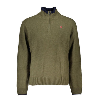 Pull Napapijri vert demi-zippé avec détail broderie