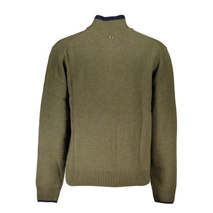 Pull Napapijri vert demi-zippé avec détail broderie