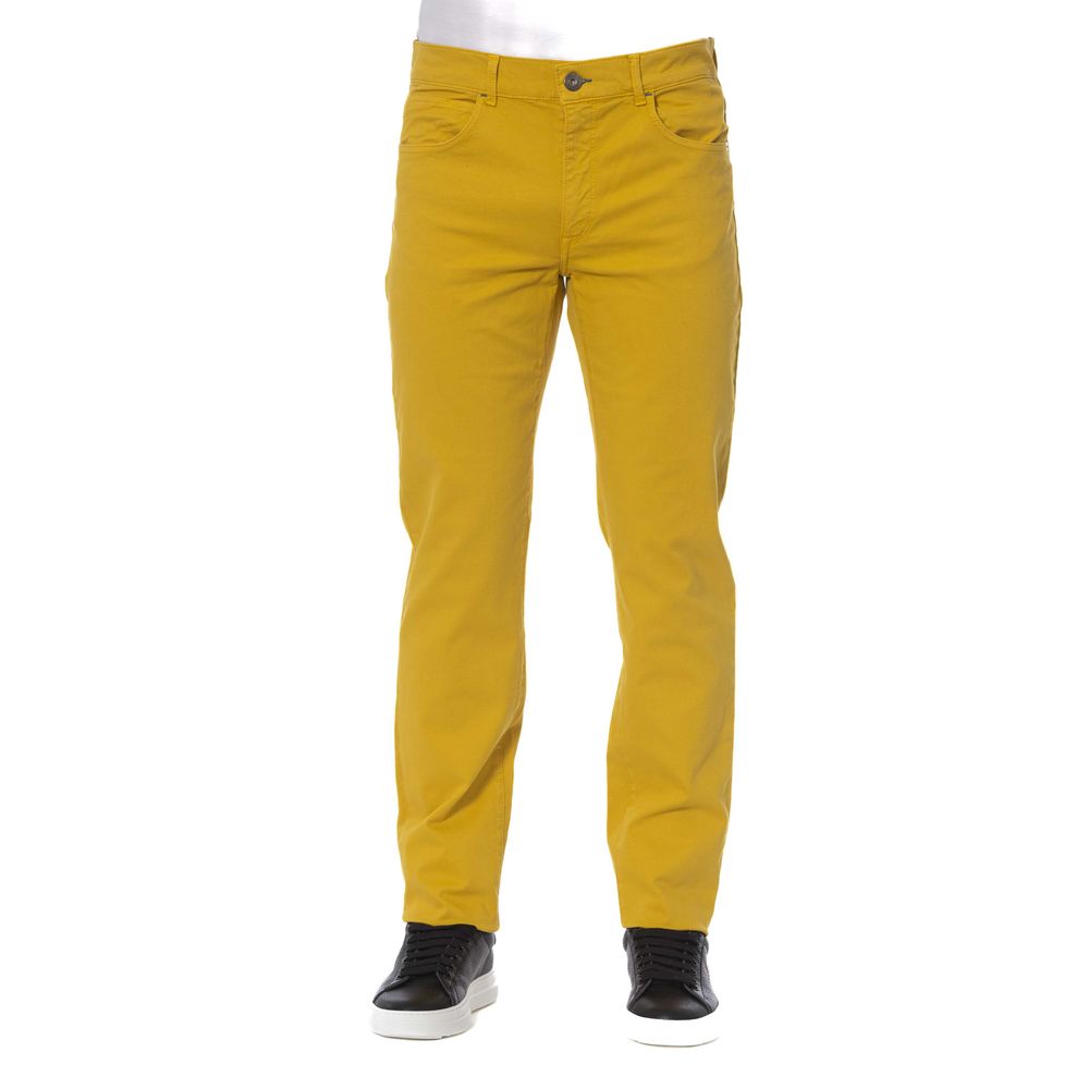 Trussardi jeans pantalon jaune en coton mélangé