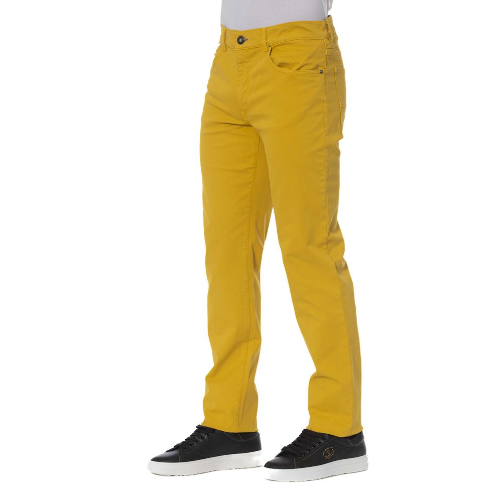 Trussardi jeans pantalon jaune en coton mélangé