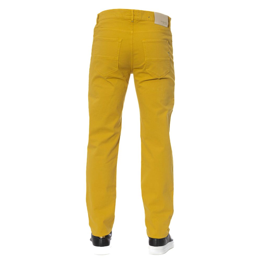 Trussardi jeans pantalon jaune en coton mélangé