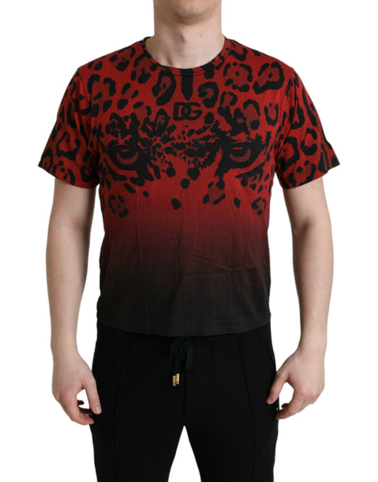 Dolce &amp; Gabbana T-shirt ras du cou rouge à imprimé léopard