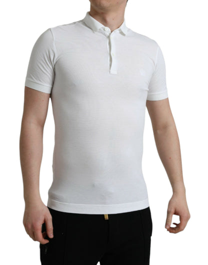 Polo en coton blanc brodé couronne Dolce &amp; Gabbana