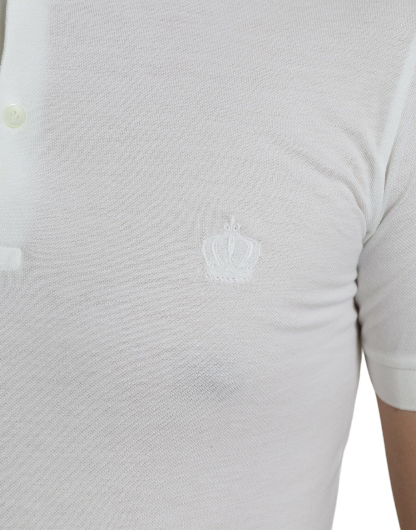 Dolce & Gabbana Crown Embroidered White Cotton Polo