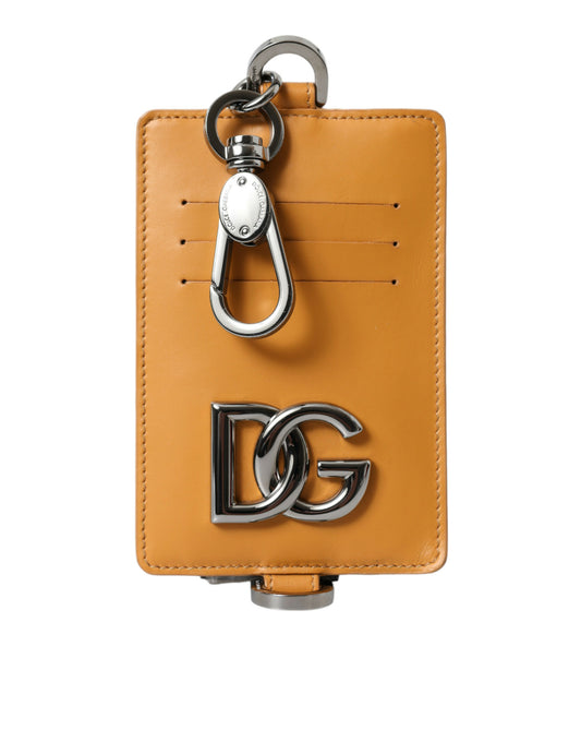 Porte-cartes en cuir de veau orange Dolce &amp; gabbana