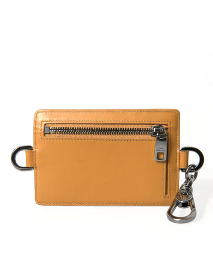 Porte-cartes en cuir de veau orange Dolce &amp; gabbana