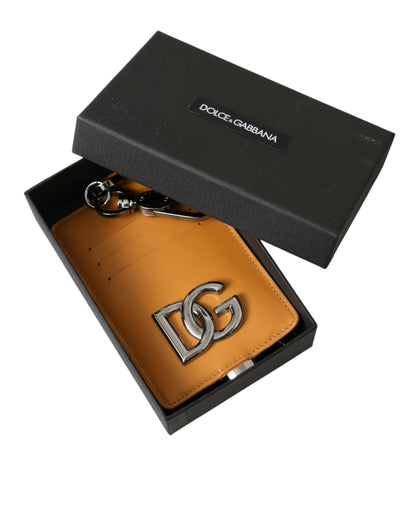 Porte-cartes en cuir de veau orange Dolce &amp; gabbana