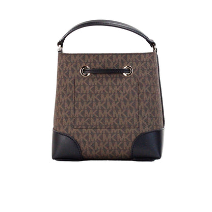 Michael kors mercer petit sac à bandoulière seau en cuir signature marron noir