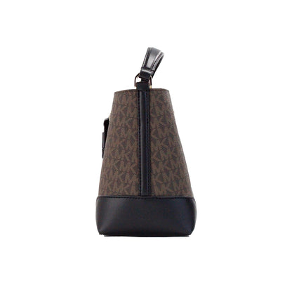 Michael kors mercer petit sac à bandoulière seau en cuir signature marron noir