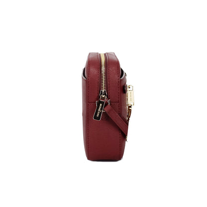 Michael Kors Jet Set East West Grand sac à bandoulière en cuir cerise foncé avec chaîne zippée