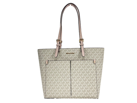 Michael kors jet set sac fourre-tout à double poche en pvc signature blush poudré moyen