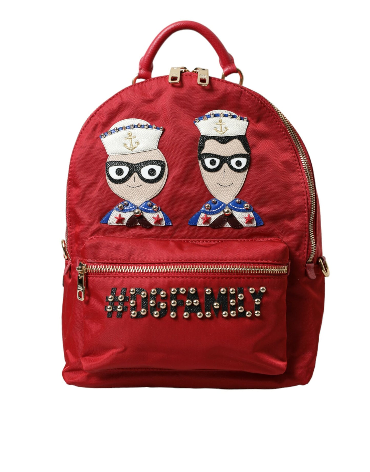 Sac à dos rouge orné Dolce &amp; Gabbana avec détails dorés