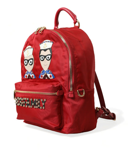 Sac à dos rouge orné Dolce &amp; Gabbana avec détails dorés