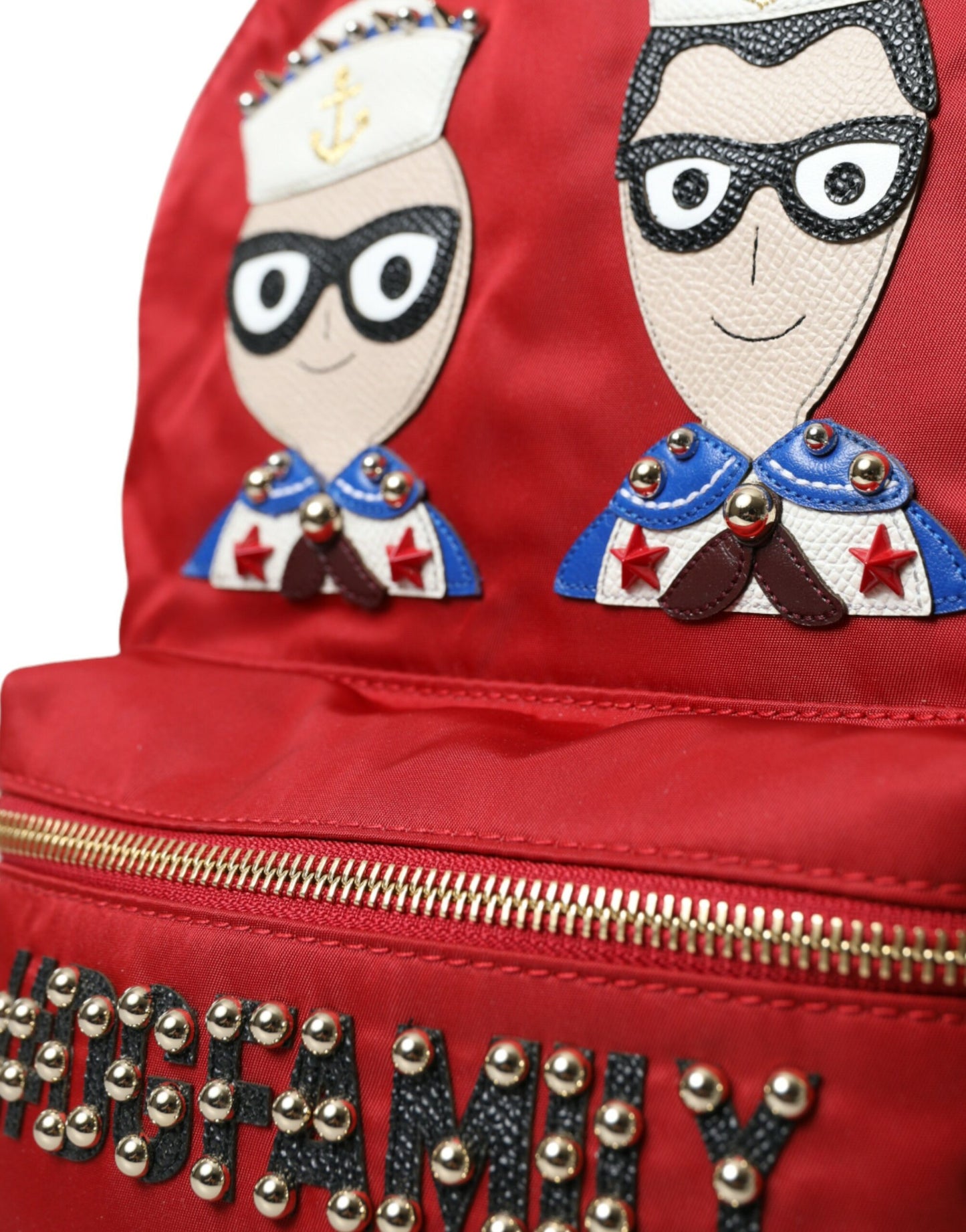 Sac à dos rouge orné Dolce &amp; Gabbana avec détails dorés