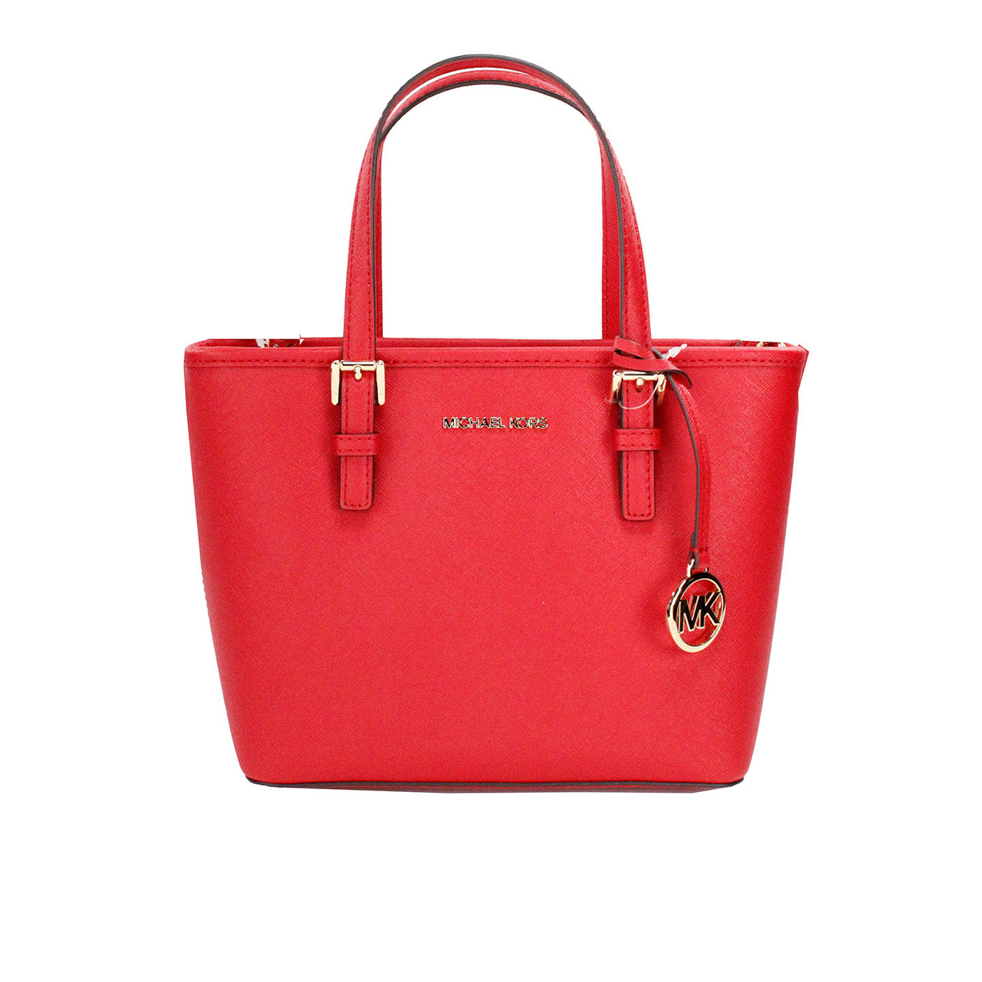 Michael kors jet set cuir rouge vif xs fourre-tout haut zip sac fourre-tout sac à main