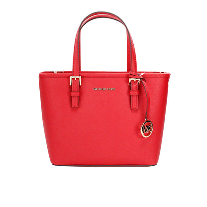 Michael kors jet set cuir rouge vif xs fourre-tout haut zip sac fourre-tout sac à main