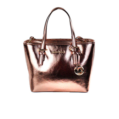 Michael kors jet set primrose métallisé xs fourre-tout haut zip sac fourre-tout sac à main