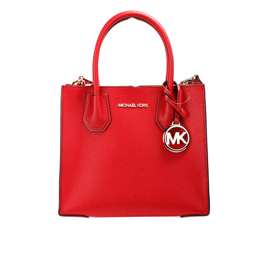 Michael Kors Mercer Sac à bandoulière messager en cuir galet rouge vif de taille moyenne