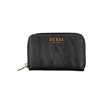 Portefeuille zippé noir Guess jeans avec plusieurs compartiments