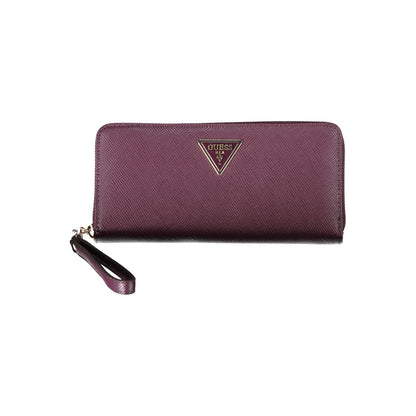 Portefeuille violet à fermeture éclair Guess Jeans avec logo