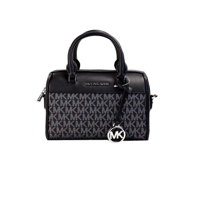 Michael kors voyage xs noir argent signature pvc duffle sac à bandoulière sac à main