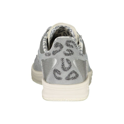 Baskets à lacets Diadora gris scintillant avec cristaux swarovski