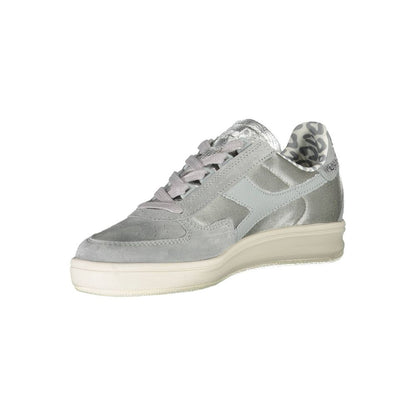 Baskets à lacets Diadora gris scintillant avec cristaux swarovski