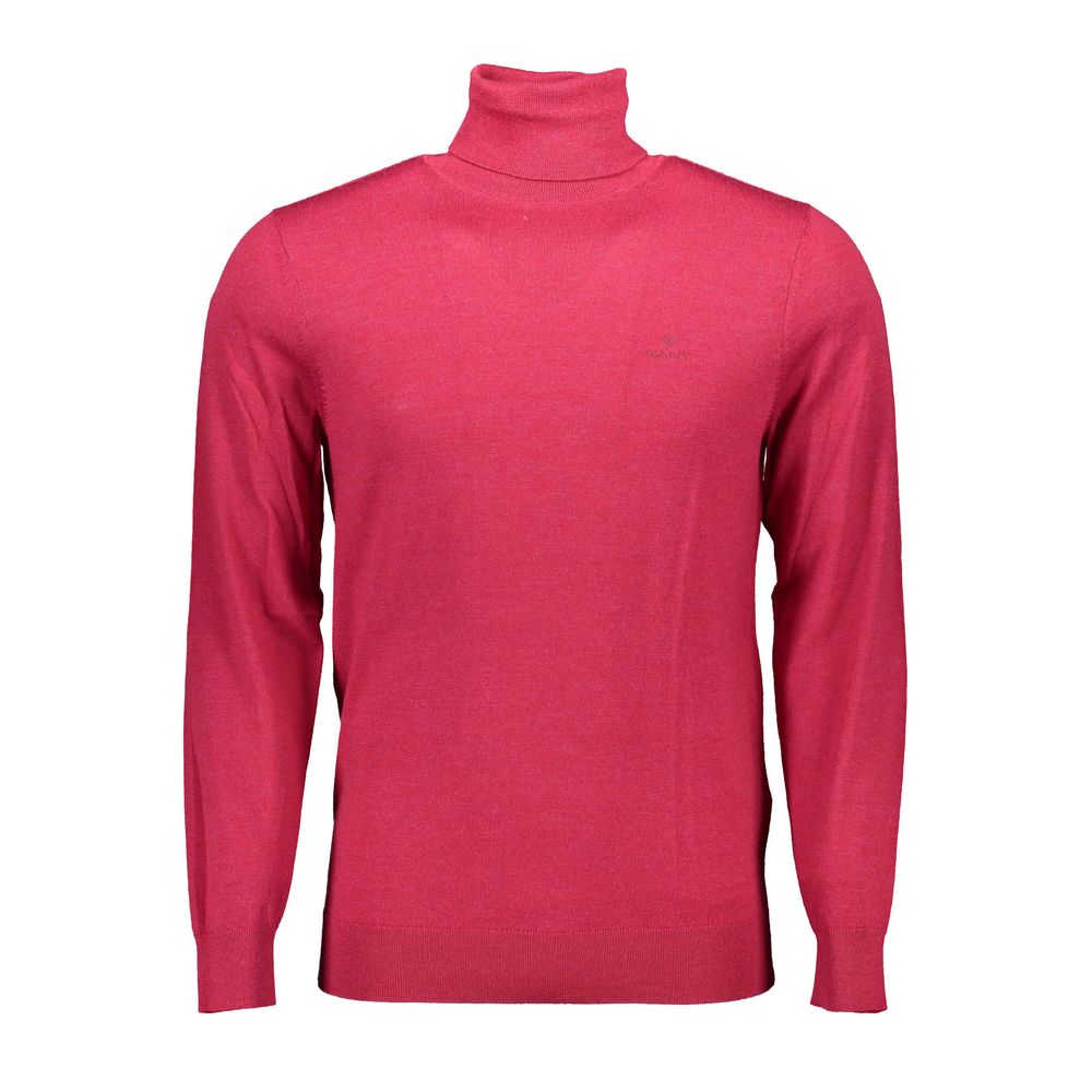 Pull col roulé Gant rose en pure laine